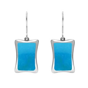 Sterling Silver Turquoise Abstract Oblong Hook Drop Earrings