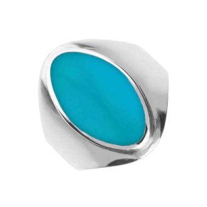 C W Sellors - Sterling silver turquoise oval ring
