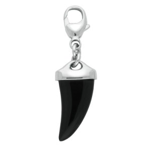 Sterling Silver Whitby Jet Tooth Style Charm