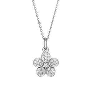 Sylva Sterling Silver Cubic Zirconia Small Flower Necklace