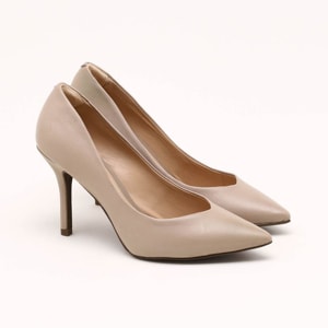 Scarpin Couro Bege Taupe