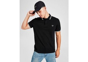 Fred Perry Twin Tip Short Sleeve Polo Shirt - Black/White, Black/White