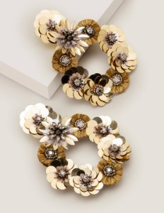 Boucles d'oreilles fleurs ornées de sequins GLD Femme Boden, Gold