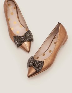 Chaussures plates ornementées Adelaide BRZ Femme Boden, Gold
