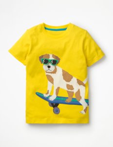 T-shirt à appliqué copain animal YEL Garçon Boden, Yellow