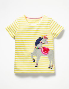 T-shirt à appliqué couronne de fleurs YEL Fille Boden, Yellow