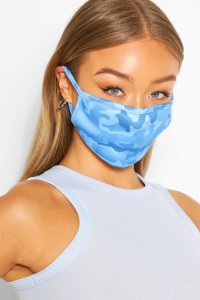 Boohoo - Camo fashion face mask - bleu - one size, bleu