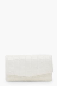 Boohoo - Croc structured clutch bag & chain - blanc - one size, blanc