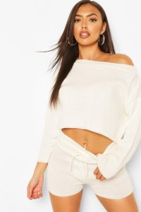Knitted Shorts Lounge Set - Blanc Ivoire - S, Blanc Ivoire