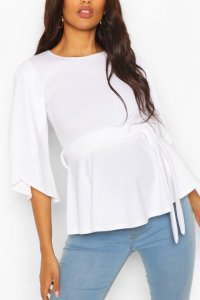 Maternity Split Sleeve Peplum Top - Blanc - 36, Blanc