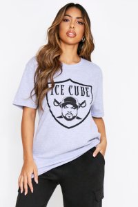 Boohoo - T-shirt coupe oversize licence ice cube shield - gris chiné - s, gris chiné
