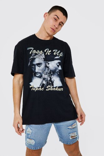 T-Shirt Oversize À Imprimé Tupac - Noir - S, Noir