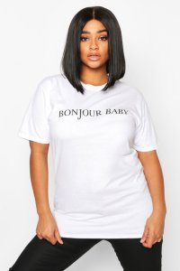 T-Shirt Oversize « Bonjour Baby » Plus - Blanc - 48, Blanc