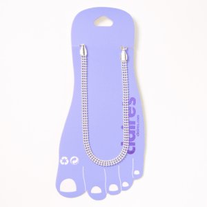 Claire's Bracelet de cheville à chaîne perlée couleur argentée