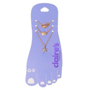 Claire's Bracelets de cheville à chaînes sous l’océan couleur doré - Lot de 3