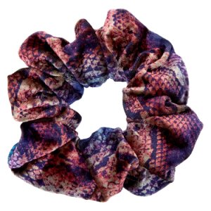 Claire's Chouchou bleu et violet motif peau de serpent imitation velours