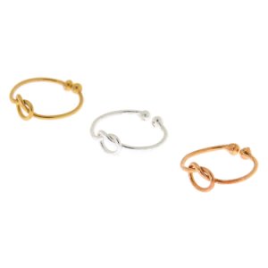 Claire's Faux anneaux de cartilage motif nœud en métaux mixtes couleur argentée - Lot de 3