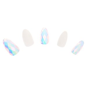 Claire's Faux ongles stiletto disco aurore boréale - Transparent, lot de 24