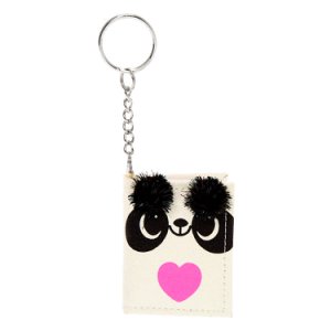 Claire's Mini porte-clés journal intime panda à paillettes - Blanc