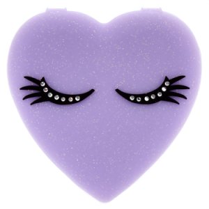 Claire's Miroir compact en silicone violet en forme de cœur