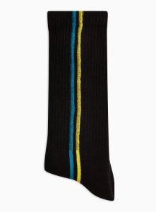 Chaussettes tube noires à rayures verticales