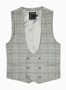 Topman - Gilet de costume slim gris à carreaux