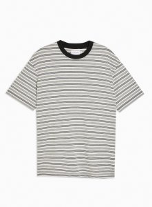 GRIS T-shirt oversized noir et blanc rayé