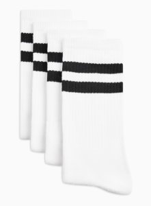 Topman - Lot de chaussettes tube blanches à rayures noires