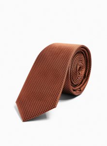 MARRON Cravate bronze à pois