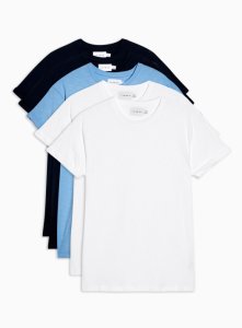 MULTICOLORE Lot de 5 t-shirts blancs, bleu et bleu marine