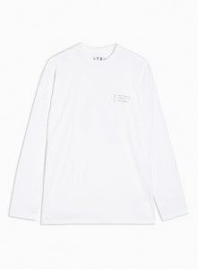 T-shirt blanc à manches longues avec logo cercle par Topman Ltd