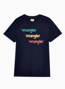 T-shirt bleu marine à motifs répétitifs par Wrangler