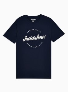 T-shirt bleu marine avec logo par Jack & Jones