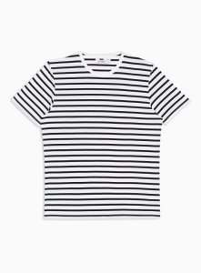 Topman - T-shirt rayé blanc et bleu marine