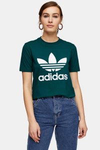 T-shirt vert avec logo trèfle, adidas - Vert