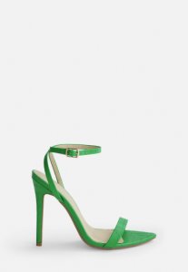 Missguided - Chaussures vertes minimalistes effet serpent à talon et bout pointu