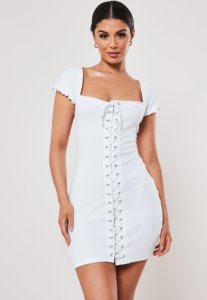 Missguided - Robe courte blanche à lacets