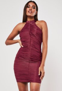 Missguided - Robe courte rouge froncée dos nageur, rouge
