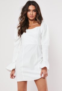 Missguided - Robe en coton blanc effet corsage tall, blanc