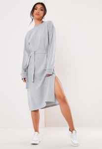 Missguided - Robe pull mi-longue grise