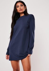 Missguided - Robe t-shirt à manches longues bleu marine