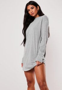 Missguided - Robe t-shirt à manches longues grise