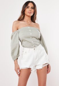 Missguided - Top beige aspect lin effet corsage