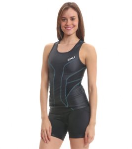 2Xu Women's G:2 Long Distance Tri Singlet - Black/Ultramarine Blue X-Small Vest - Swimoutlet.com