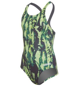 Arena Girls' Painted Swimpro Back One Piece Swimsuit - Leaf 22 - Swimoutlet.com