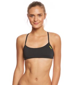 Arena Women's Rulebreaker Bandeau Play Bikini Top - Black/Yellow Star Xxs Size X-Small Polyester - Swimoutlet.com