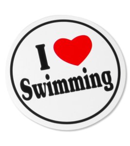 Bay Six I Love Swimming Black/White Round Decal Multi Color - Swimoutlet.com