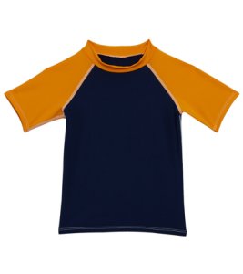 Dolfin Little Toddler Color Block Rash Guard - Navy/Orange 2T - Swimoutlet.com