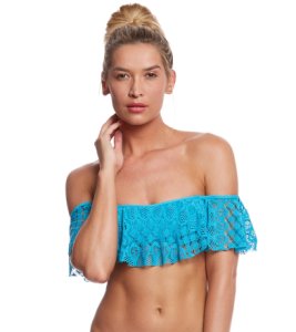 Kenneth Cole Reaction Rainbow Connection Off Shoulder Bandeau Bikini Top - Azul Medium - Swimoutlet.com