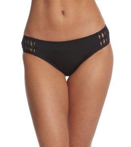 Kenneth Cole Weave Your Own Way Tab Hipster Bikini Bottom - Black Large Nylon/Elastane - Swimoutlet.com